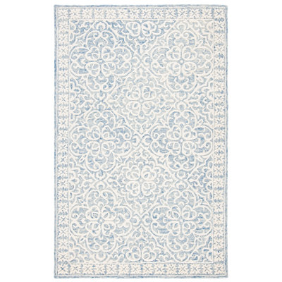 Tapis damassé en laine et en coton touffeté à la main Druanne