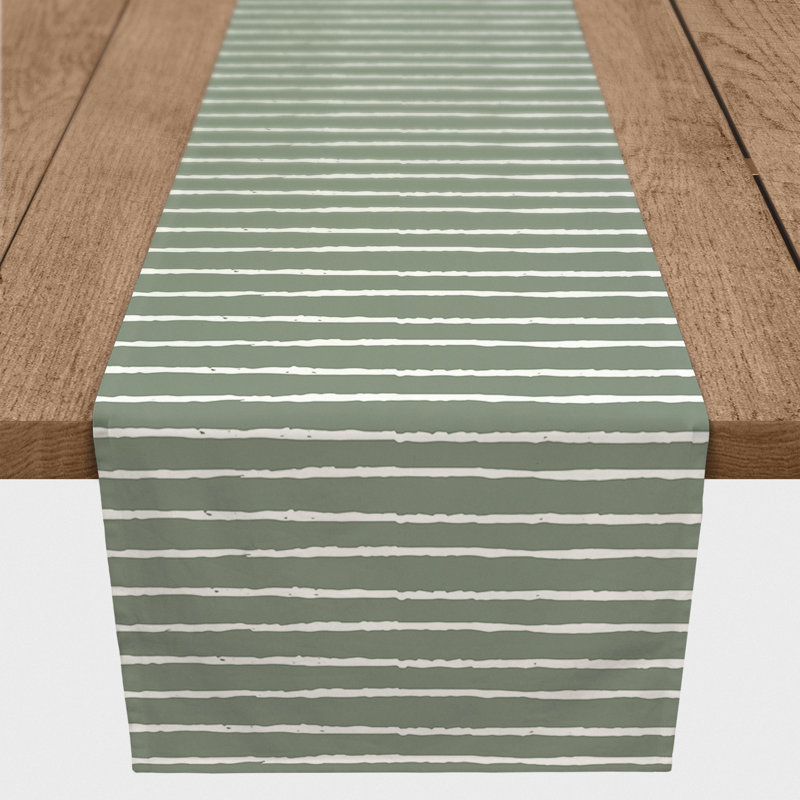 Vancouver Sketch Stripes Table Runner, Sage Green, 90" x 16"