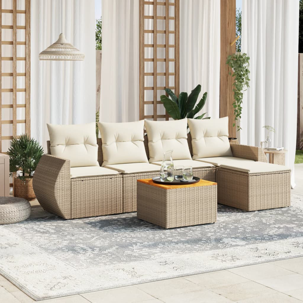 Vidaxl 6-Tlg. Garten-Sofagarnitur Mit Kissen Schwarz Poly Rattan 4