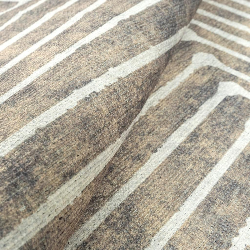 GLN Rugs Contemporary Collection - Machine Washable Modern Area Rug, Contemporary Washable Rug, Non Slip Area Rug, Abstract Living Room Rug, Bedroom Rug, Bathroom Rug (Beige Rug)