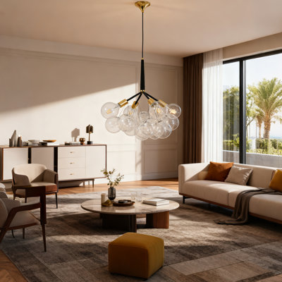 Modern 4-Light Bubble Globe Chandelier
