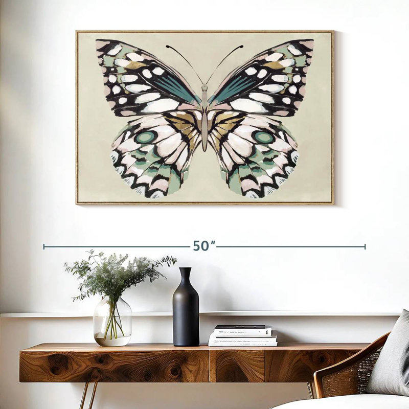 Baiser de papillon I, Cadre flottant en bois naturel, 40 po x 27 po