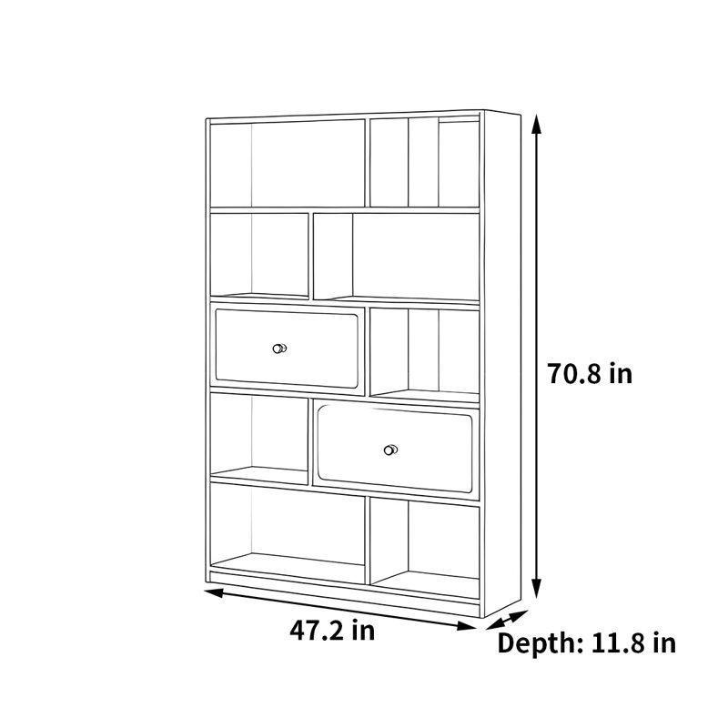 Patnaude, (5 Shelves) 70.8"H x 47.2"W x 11.8"D