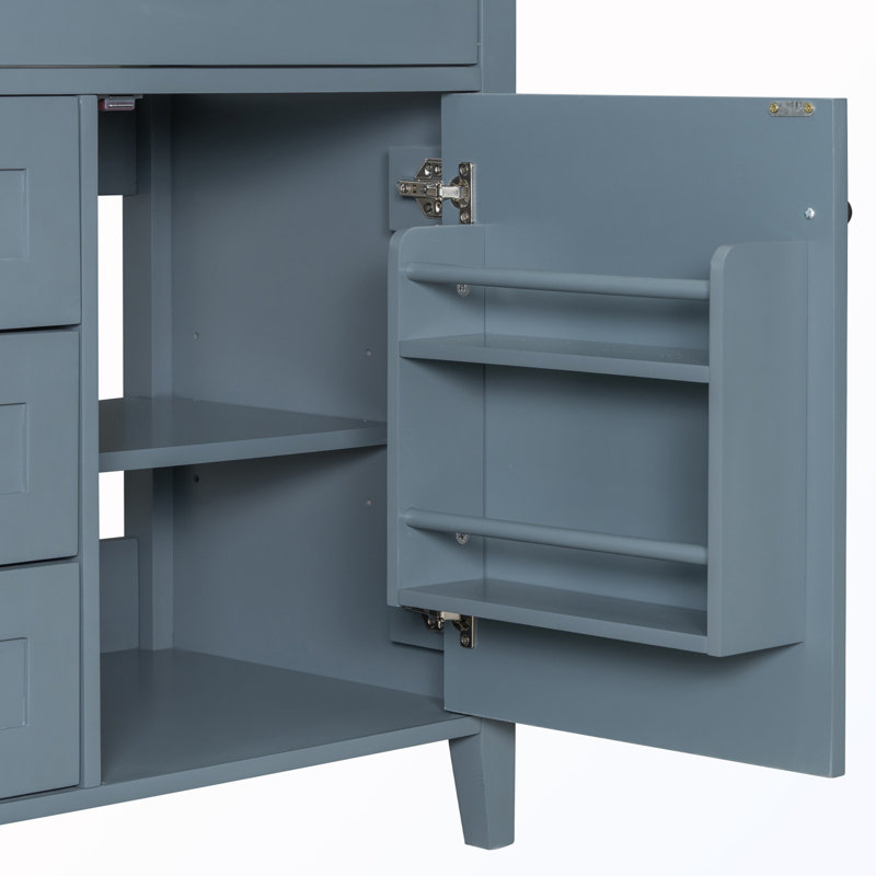 Armoire de rangement autoportante avec tiroirs et tablette réglable, Bleu gris