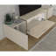 Modern TV Unit with Wall Fixing, Travertine & Sandstone Colour, 70.0 x 17.0 x 12.8 inches | 100% Melamine Coated Particle Board, 0.7 inches Thick | Numerous Shelves for Storage, Stylish and Functional Design