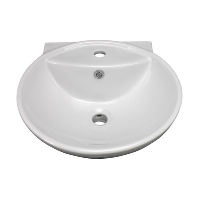 Lavabo de salle de bain à cuve circulaire en porcelaine vitreuse avec robinet et trop-plein counter