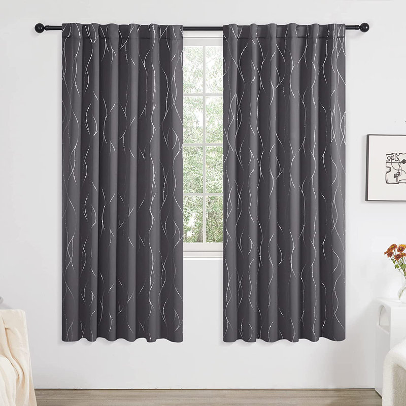 Deenie Room Darkening Curtain Pair, 52'' W x 84'' L, Dark Gray