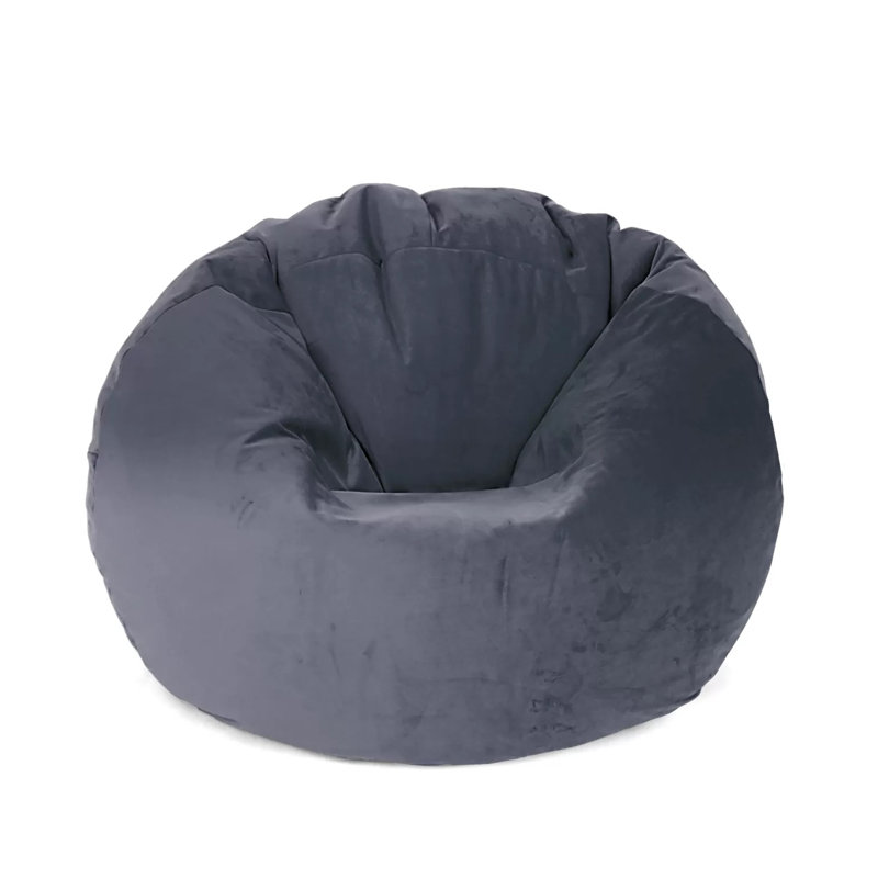 Medium Round Bud Velvet Bean Bag Cover - 27.5" X 27.5" - Gray, Gray Polyester