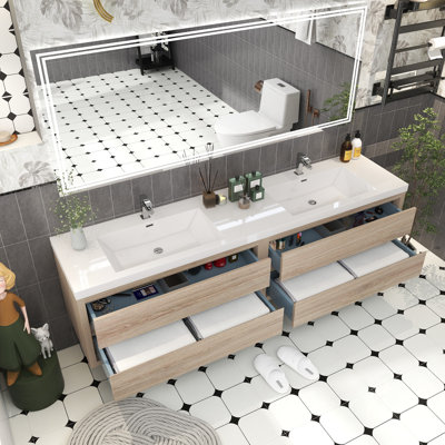 Meuble-lavabo double 83,5 po avec plateau en acrylique Deshler
