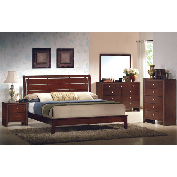 Jamene Philip Cherry Sleigh Bedroom Set B3800 Special 5 Bed Dresser Mirror Nightstand Chest Winston Porter Bed Size: King