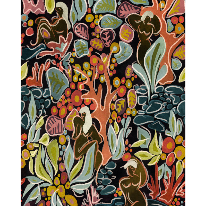 LA DOLCE VITA Wallpaper Roll, Orange/Green/Black/Blue