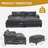 Shugar 90" W Corduroy Modular Sofa with Two Ottomans-1921228262