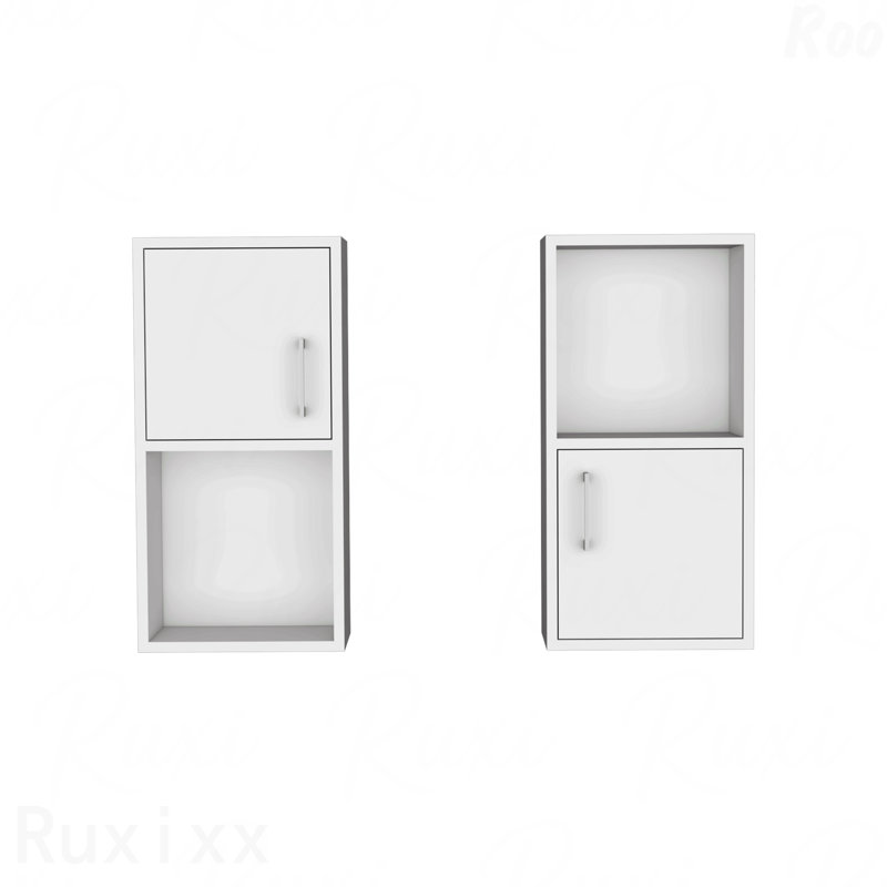 2-Pc Wall-Mounted Bathroom Medicine Cabinet With Open And Closed Storage, White