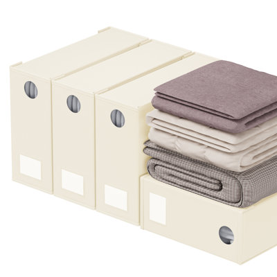 4 Pack Bed Sheet Organizers and Storage, Foldable Linen Closet Organizer with Window for Queen and King Size Bedding