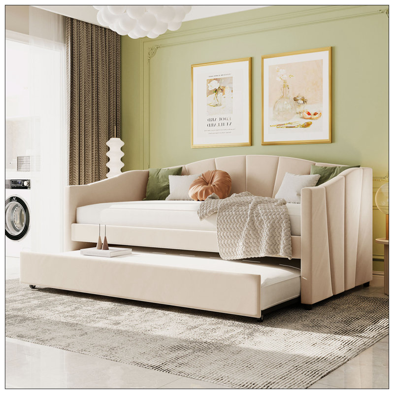 Daybed With Trundle, Beige