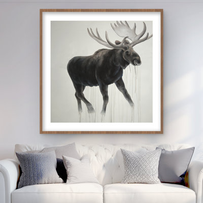 Walking Moose - Office Wildlife Framed Matted Print Decor