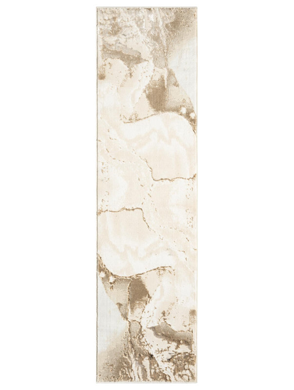 Nason Collection Abstract Beige/Cream Area Rug,, Runner 2'2" x 7'9"