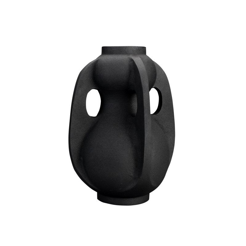 Vase Thiago, H 15 po x l 11 po x P 9 po, Noir