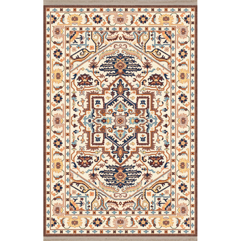 Tapis décoratif rétro multicolore, Rectangle 5 pi 1,02 po x 7 pi 6,55 po