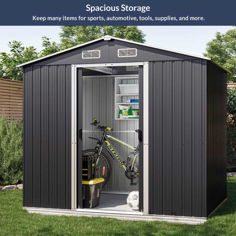 8 ft. W x 6 ft. D Galvanized Steel Storage Shed