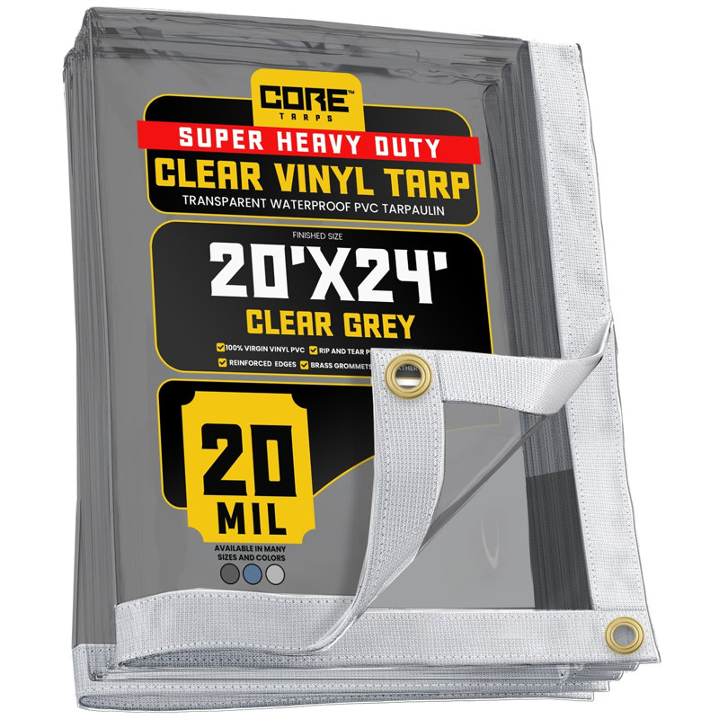 Bâche en vinyle 20 mil Extreme, H 288 po x l 240 po x P 1 po, Gris transparent