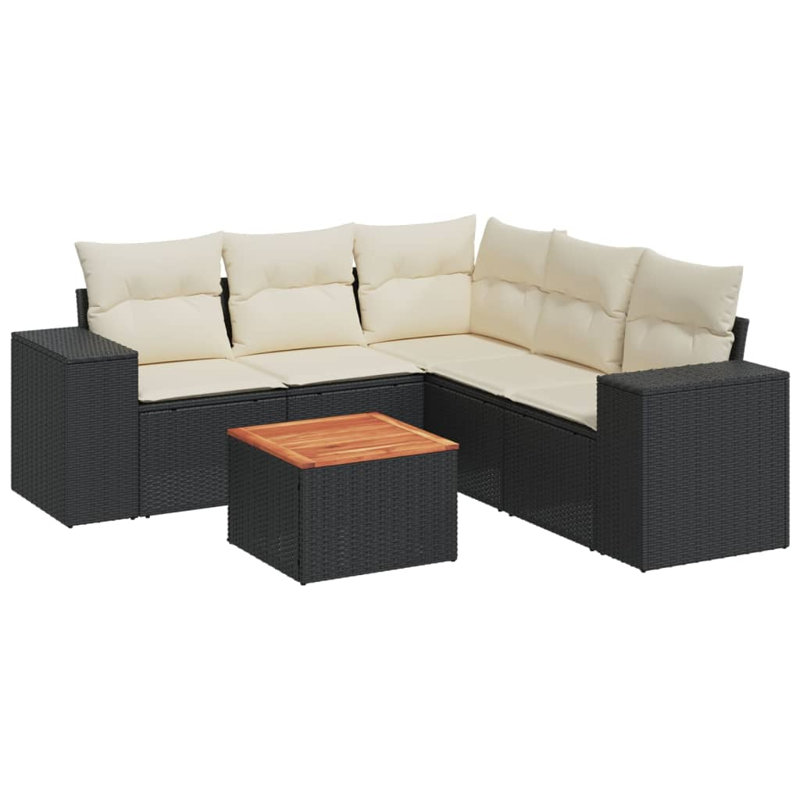 Vidaxl Garden Sofa Set Black PE Rattan Medium Modular Garden Sofa Set