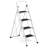 4 Step Alloy Steel Folding Stool Portable Ladder With Hand Grip And Secure Locking Mechanism For Indoor Or Outdoor Use, White