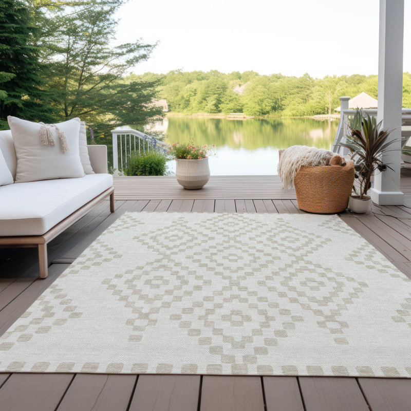 Malek Indoor/Outdoor Area Rug with Non-Slip Backing, Rectangle 9' x 12'