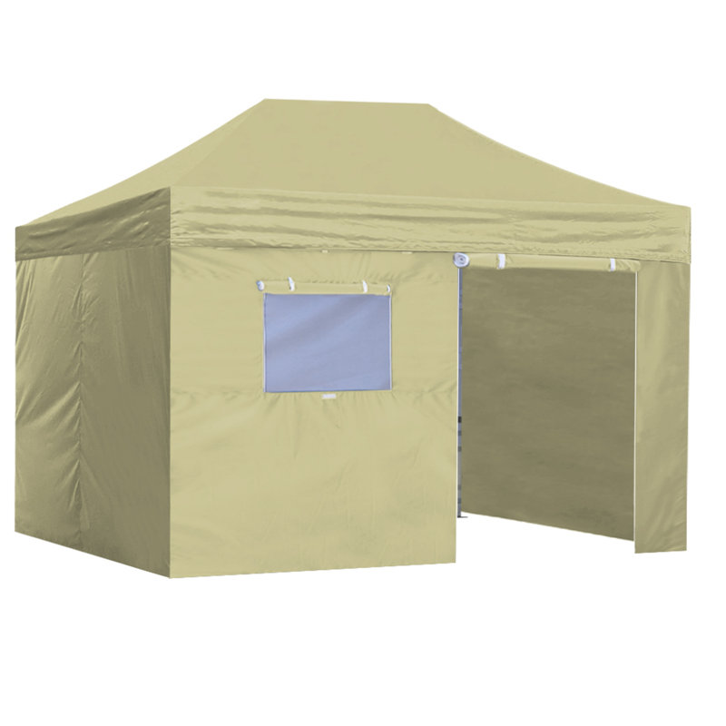 Amber-Lee 96'' W x 180'' D Steel Pop-Up Canopy, Beige, 10ft x 15ft