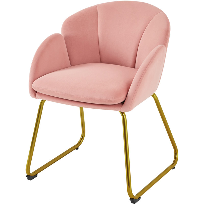 Fitchburg 20'' H Upholstered Metal Dining Chair, Pink