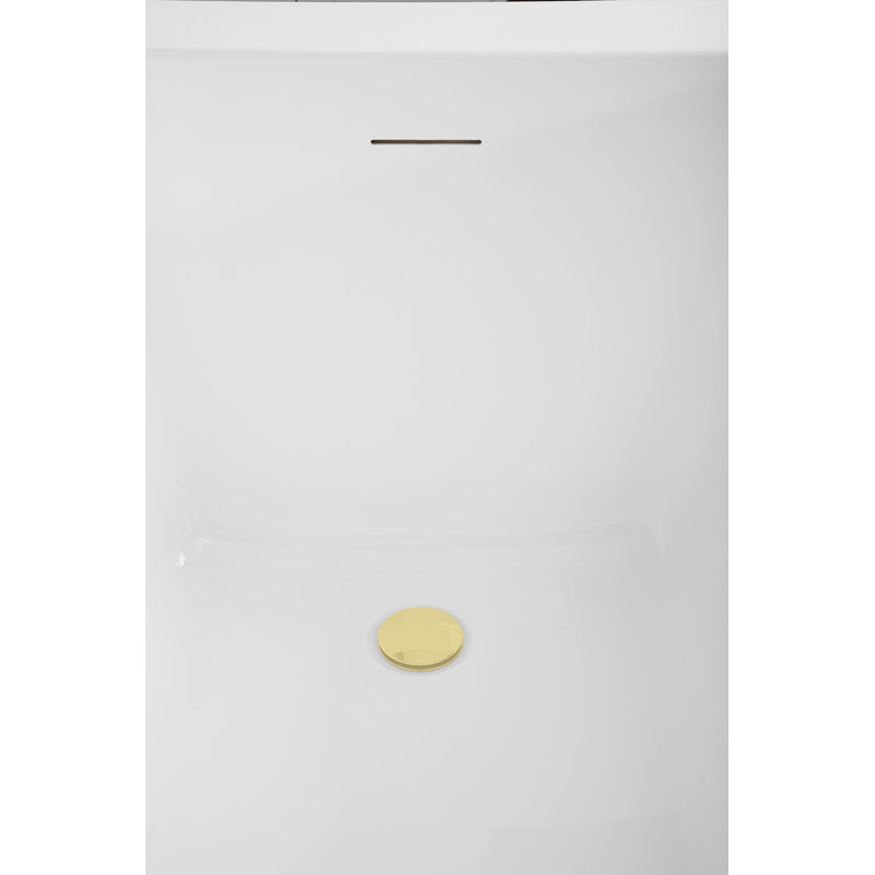 59" Streamline Soaking Freestanding Tub and Tray With Internal Drain, Polished Brass