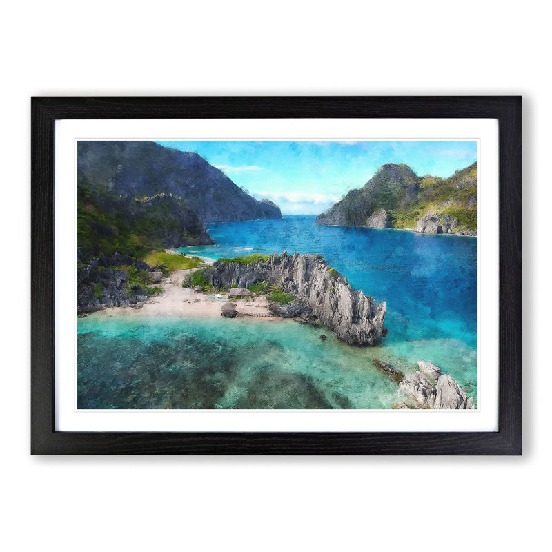 El Nido in the Philippines - Picture Frame Graphic Art, 36cm H x 48cm W x 2cm D, Black Framed