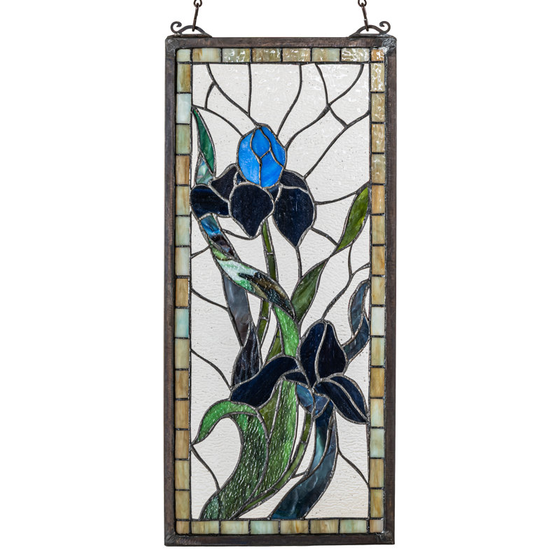 Iris Stained Glass Window Panel
