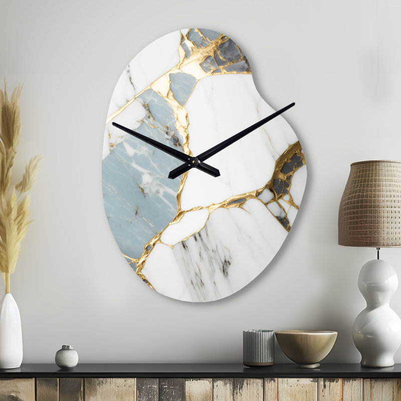 Horloge géométrique abstraite, horloge murale asymétrique en métal, Petit