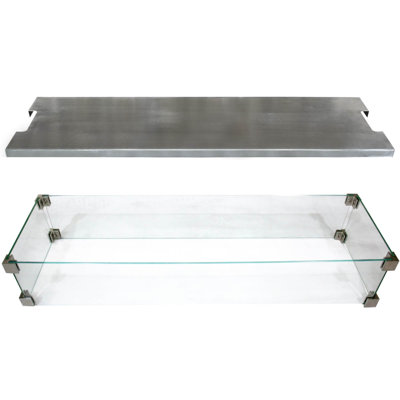 Hampton 43 x 13 Tempered Glass & Stainless Steel Fire Pit Accessory