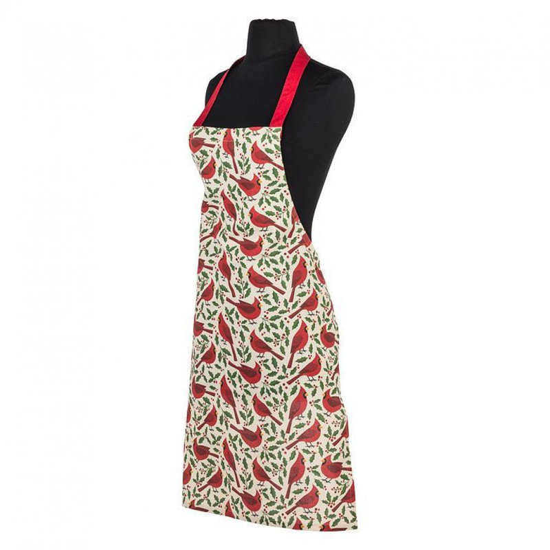 Cardinals avec tablier à feuilles de houx et baies