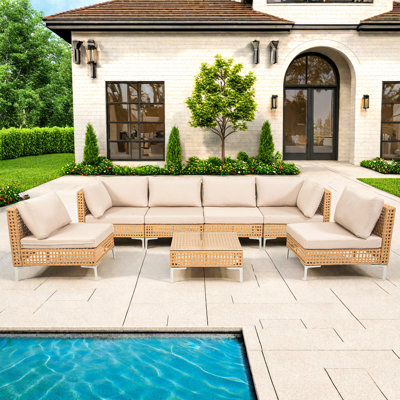 Large 7-piece Wicker Outdoor Patio Furniture Sets