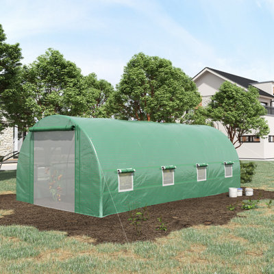 Structure en acier galvanisé avec porte à fermeture à glissière et fenêtres à mailles de 19 po x 10 po x 7 pi Walk-In Greenhouse