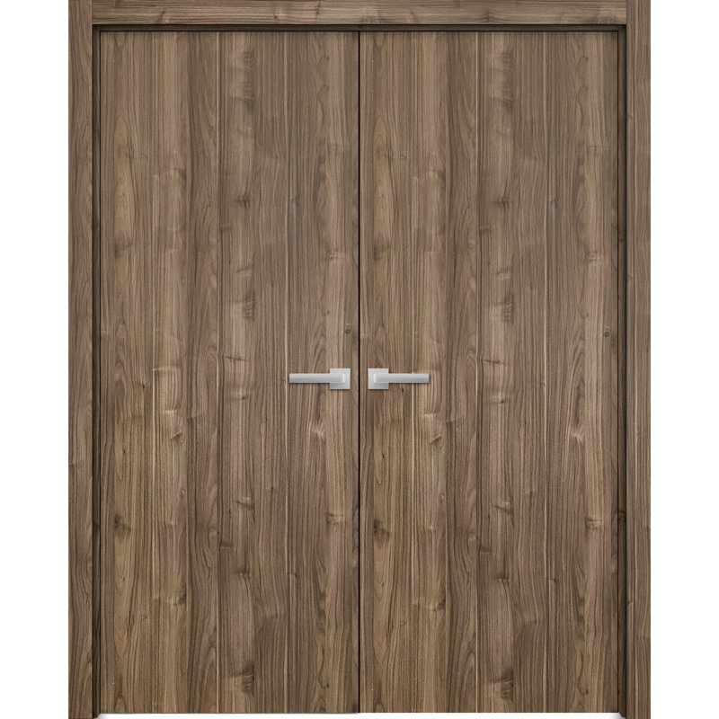 Portes françaises à panneaux en bois Planum, 64 po x 96 po, Noyer