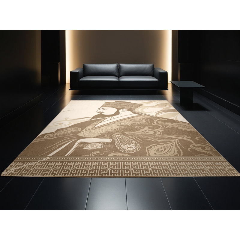 Soft Plush Durden Kublai Khan Posh & Luxe Oriental Area Rug in Beige – Beige Binding, 2x4