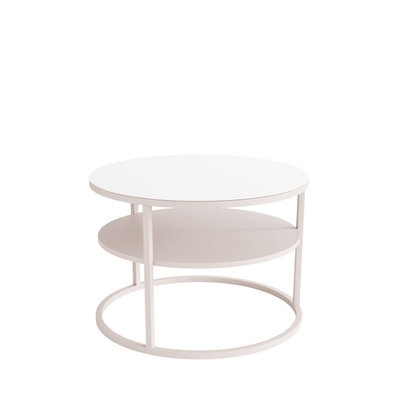Frame Coffee Table with Storage, White