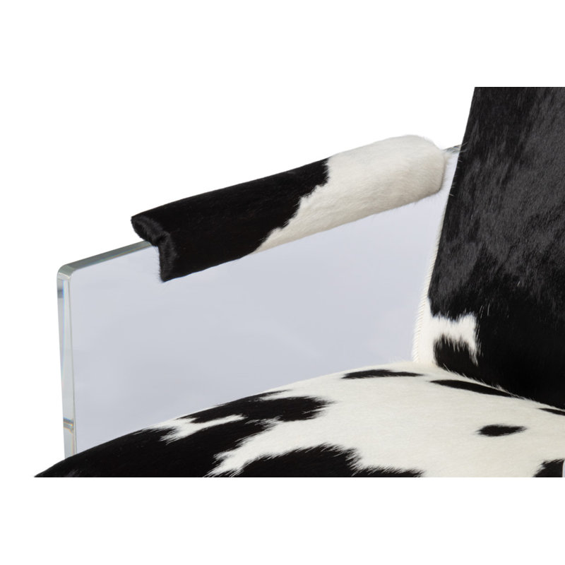 Holloway Leather Armchair, Black/White Genuine Leather