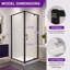 Cabine de douche d'angle semi-encadrée avec verre trempé de 6 mm, charnière pivotante à assistance de levage et porte réversible