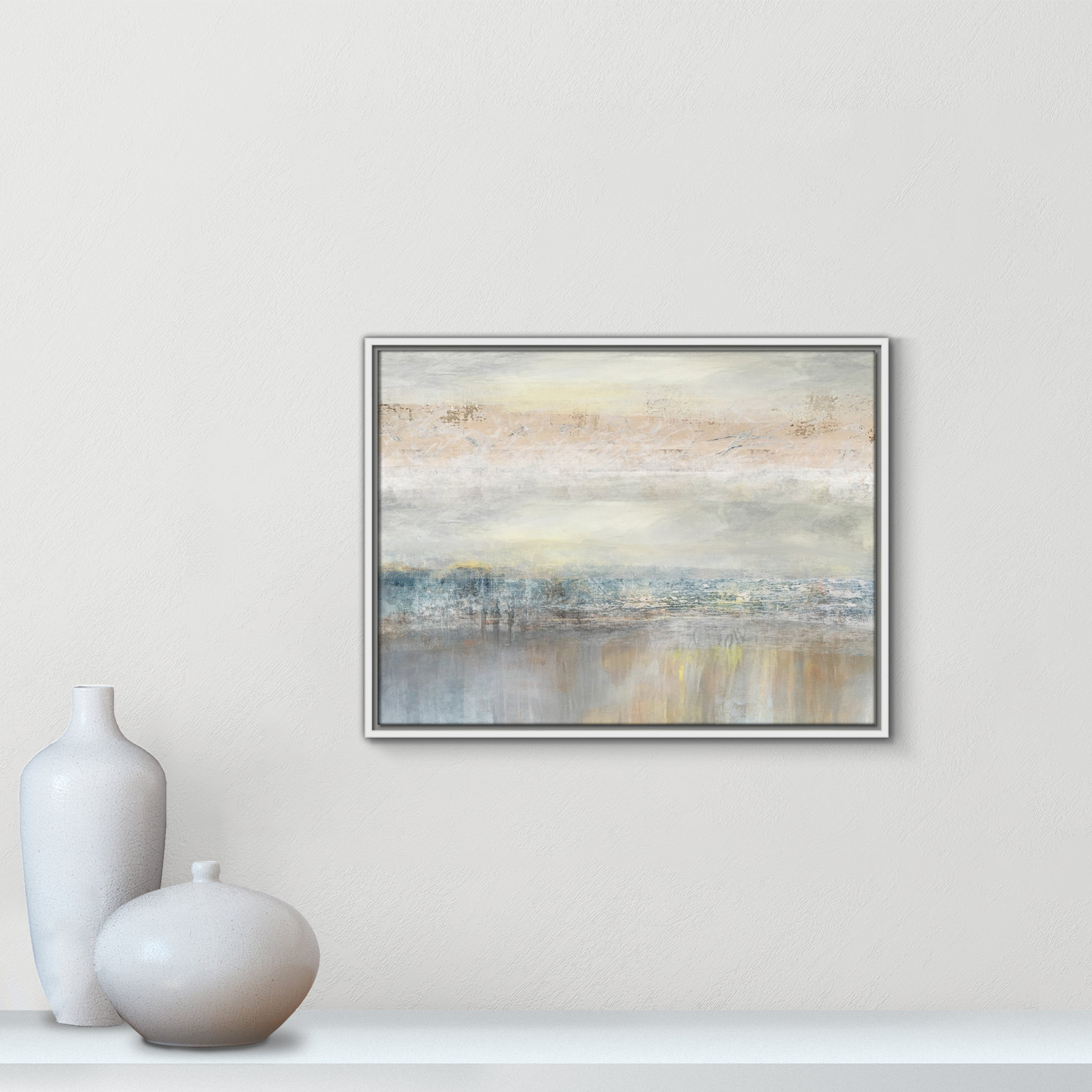 Electra "From A Distance" Painting by Nan, Picture Framed Canvas, 19.5" H x 25.5" W, Black