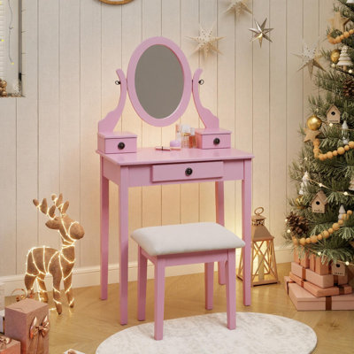 Ensemble coiffeuse et tabouret de maquillage Landisburg