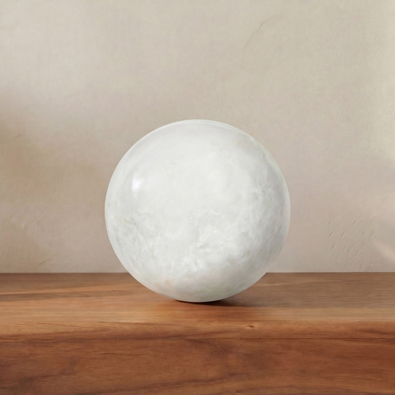 Odessa Sphere Tabletop Accent Red Levanto Marble, White
