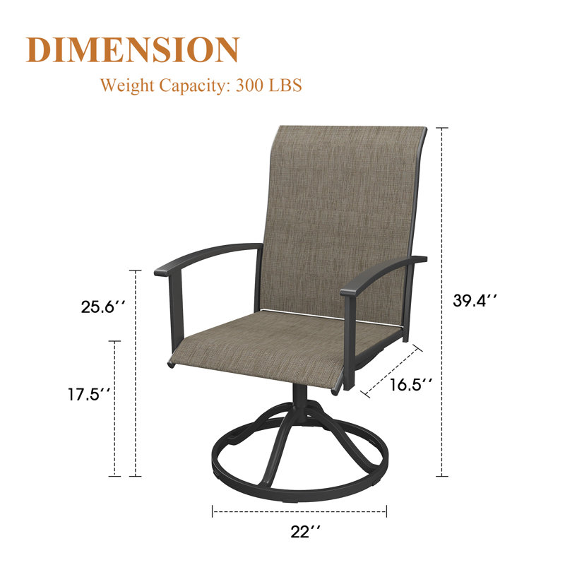 Ensemble de 2 chaises de patio pivotantes, Brun