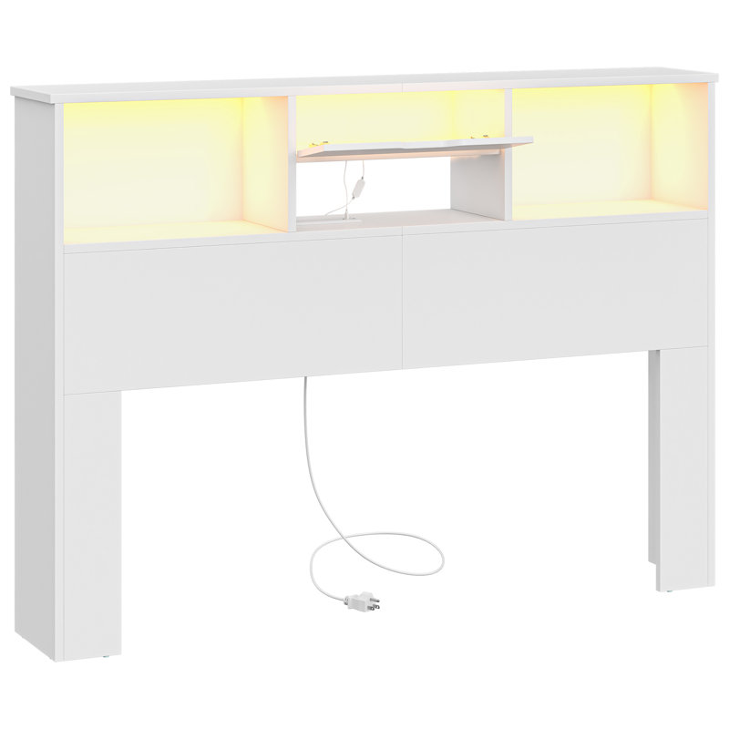 Wooden Headboard With Adjustable Led Lights