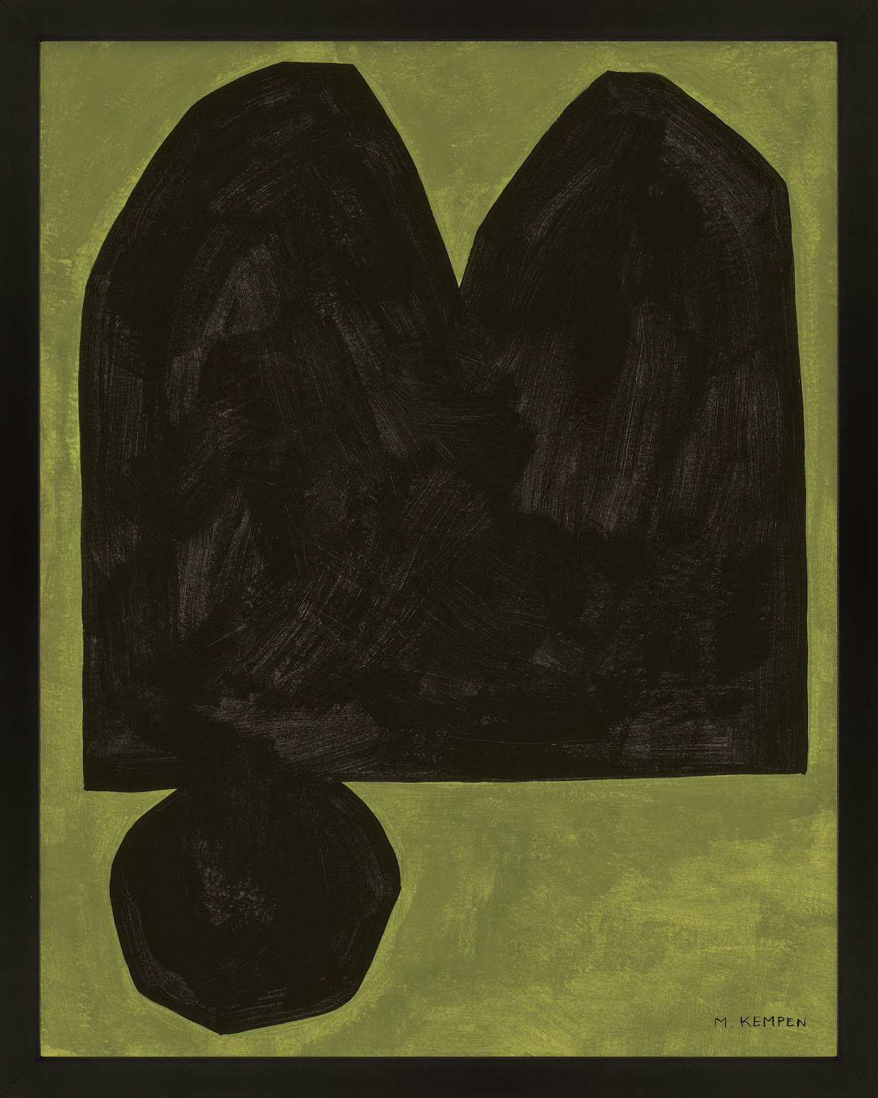 Lyndsey "Module on Green 3" Painting, Black, 30" H x 24" W x 1.25" D