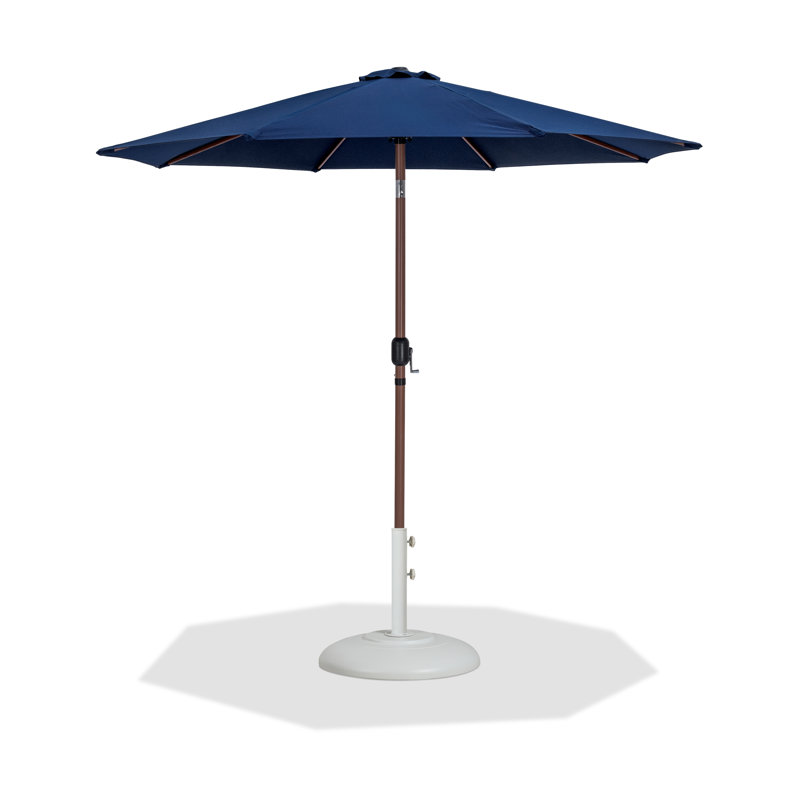 Parasol de patio en tissu / aluminium avec base Chavelle, Teck, Marine